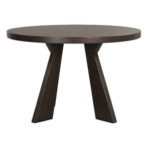 Pemberly Row 47&quot Round Dining Table in Dark Brown Solid Rubberwood and Veneers