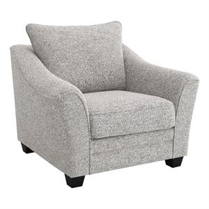Pemberly Row 39&quot Armchair in Light Gray Boucle Fabric with Angled Track Armrests