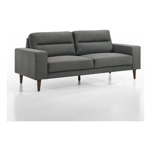 Pemberly Row 79&quot Sofa in Gray Polyester with Classic Tapered Solid Wood Legs