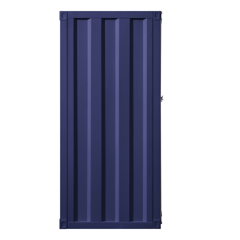 Pemberly Row 3 Piece Full Bedroom Set with Recessed Panel Design in Blue Metal