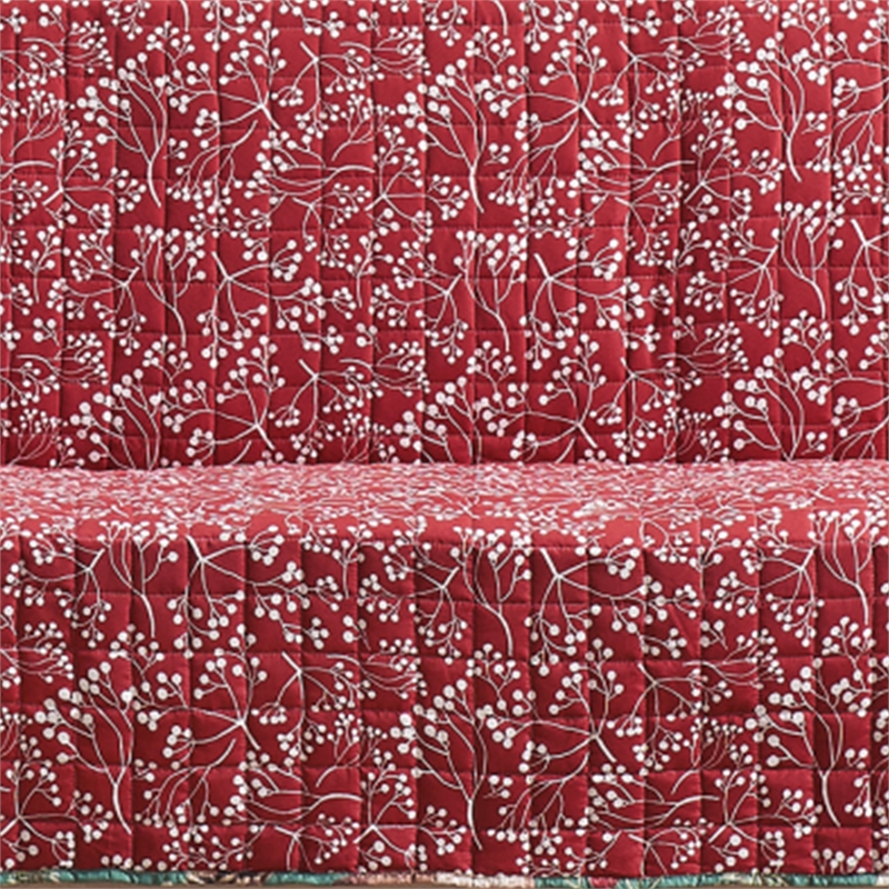 Pemberly Row Reversible Sofa Slipcover in Green and Red Festive Theme Polyester
