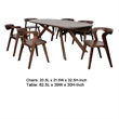 Pemberly Row 7 Pc Dining Table Set with 6 Side Chairs in Brown Solid Rubberwood