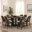 Pemberly Row 7Pc Counter Height Dining Table Set in Ash Gray Wood w/ White Seats