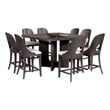 Pemberly Row 7Pc Counter Height Dining Table Set in Ash Gray Wood w/ White Seats