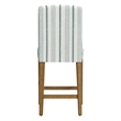 Pemberly Row Counter Stool Chair in Blue and White Stripe with Brown Wood Legs