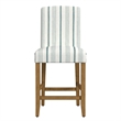 Pemberly Row Counter Stool Chair in Blue and White Stripe with Brown Wood Legs