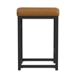 Pemberly Row Backless Counter Stool in Brown Faux Leather with Black Frame