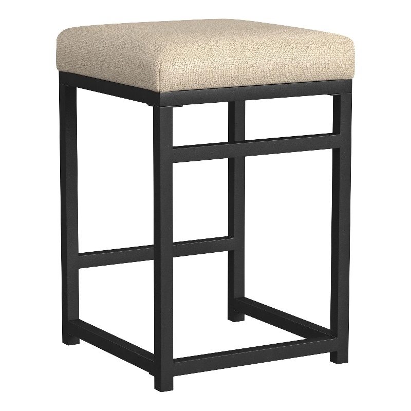 Pemberly Row Backless Counter Height Stool in Brown Polyester with Black Frame