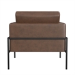 Pemberly Row Accent Armchair in Brown Faux Leather with Matte Black Metal Legs