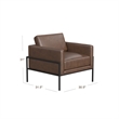 Pemberly Row Accent Armchair in Brown Faux Leather with Matte Black Metal Legs