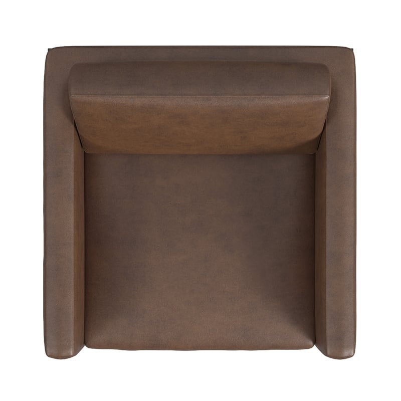 Pemberly Row Accent Armchair in Brown Faux Leather with Matte Black Metal Legs