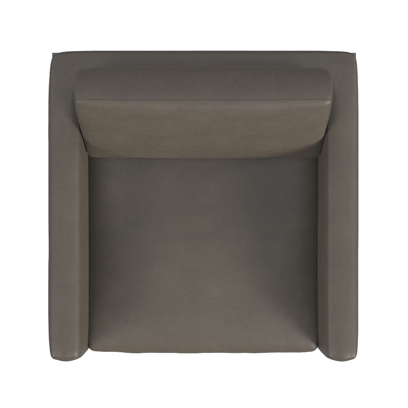 Pemberly Row Armchair in Pewter Gray Faux Leather with Matte Black Metal Legs