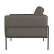 Pemberly Row Armchair in Pewter Gray Faux Leather with Matte Black Metal Legs