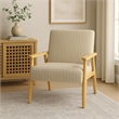 Pemberly Row Accent Armchair in Beige & White Stripe Pattern Fabric with Wood