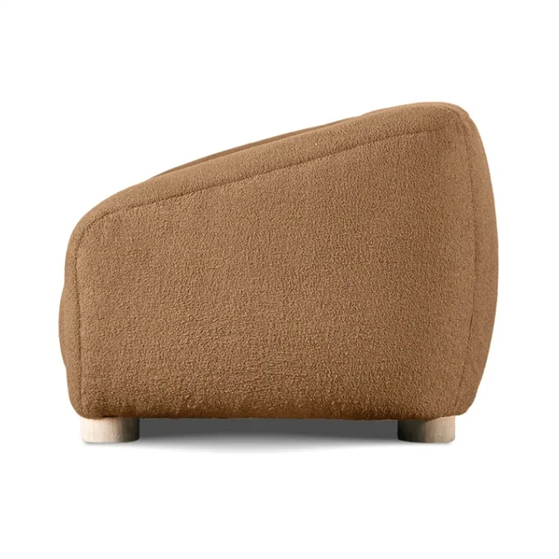 Pemberly Row Accent Chair with Round Back and Sloped Arms in Soft Brown Boucle