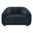Pemberly Row Accent Chair with Round Back and Sloped Arms in Soft Black Chenille