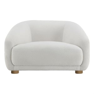 Pemberly Row Accent Sofa Chair with Round Back and Sloped Arms in White Boucle
