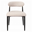 Pemberly Row Side Dining Chair Set of 2 in Beige Chenille with Curved Metal Legs
