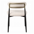 Pemberly Row Side Dining Chair Set of 2 in Beige Chenille with Curved Metal Legs