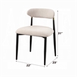 Pemberly Row Side Dining Chair Set of 2 in Beige Chenille with Curved Metal Legs