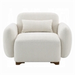 Pemberly Row Sofa Chair with Accent Pillow and Box Style Seat in Beige Boucle