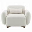 Pemberly Row Sofa Chair with Accent Pillow and Box Style Seat in Beige Boucle