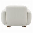 Pemberly Row Sofa Chair with Accent Pillow and Box Style Seat in Beige Boucle
