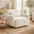 Pemberly Row Sofa Chair with Accent Pillow and Box Style Seat in Beige Boucle
