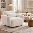 Pemberly Row Sofa Chair with Accent Pillow and Box Style Seat in Beige Boucle