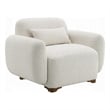 Pemberly Row Sofa Chair with Accent Pillow and Box Style Seat in Beige Boucle