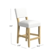 Pemberly Row Counter Stool Chair in White Woven Fabric with Brown Hardwood Legs