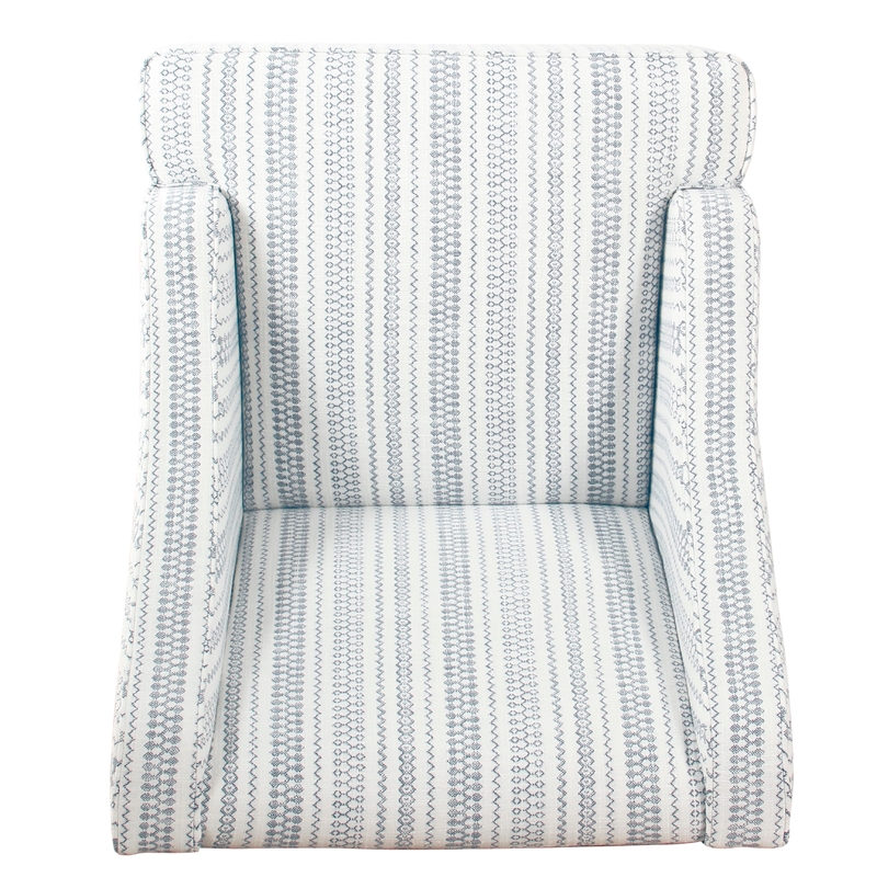 Pemberly Row Accent Chair in Blue and White Farmhouse Stripe Print Polyester