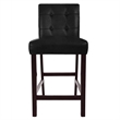 Pemberly Row Counter Stool Chair Set of 2 in Black Faux Leather with Tufted Back