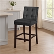 Pemberly Row Counter Stool Chair Set of 2 in Black Faux Leather with Tufted Back