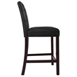 Pemberly Row Counter Stool Chair Set of 2 in Black Faux Leather with Tufted Back