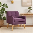 Pemberly Row Button Tufted Accent Armchair in Purple w/ Splayed Birch Wood Legs