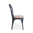 Pemberly Row Dining Chair Set of 2 in Matte Black with Rattan Woven Back & Seat