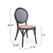 Pemberly Row Dining Chair Set of 2 in Matte Black with Rattan Woven Back & Seat