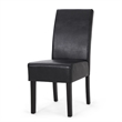 Pemberly Row Dining Side Chair Set of 2 in Black Rubberwood w/ Faux Leather Seat