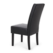 Pemberly Row Dining Side Chair Set of 2 in Black Rubberwood w/ Faux Leather Seat