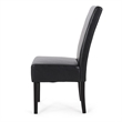 Pemberly Row Dining Side Chair Set of 2 in Black Rubberwood w/ Faux Leather Seat