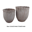 Pemberly Row Decorative Planter Set of 2 with Ribbed Texture in Gray Ceramic
