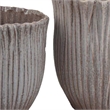 Pemberly Row Decorative Planter Set of 2 with Ribbed Texture in Gray Ceramic