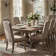 Pemberly Row Dining Side Chair Set of 2 in Beige Tufted Back with Gray Wood Legs