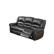 Pemberly Row Bonded Leather & Plywood Reclining Sofa in Black with Nailhead Trim
