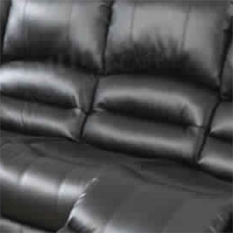 Pemberly Row Bonded Leather & Plywood Reclining Sofa in Black with Nailhead Trim