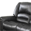 Pemberly Row Bonded Leather & Plywood Reclining Sofa in Black with Nailhead Trim