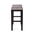 Pemberly Row Counter Stool Set of 2 w/ Nailhead Trim in Taupe Gray Faux Leather