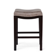 Pemberly Row Counter Stool Set of 2 w/ Nailhead Trim in Taupe Gray Faux Leather
