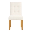 Pemberly Row Dining Chair Set of 2 with Wood Frame in Cream Linen Woven Texture